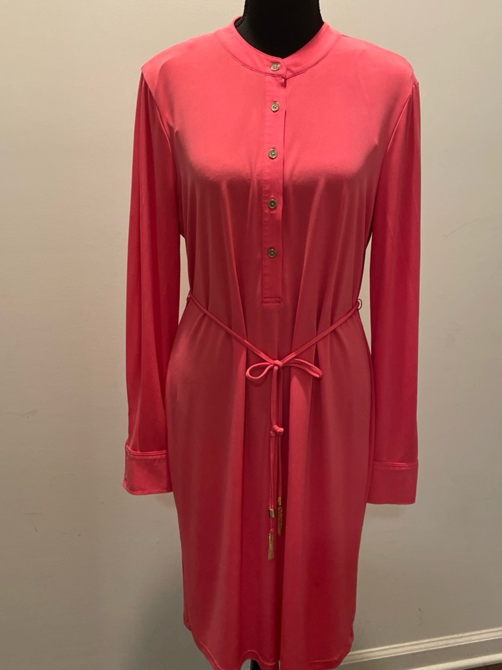 Calvin Klein Classic Shirt Dress Size12 Coral Minimalist Career Occasion Capsule